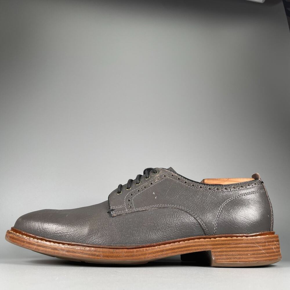 Cole Haan Grand OS Men's 9 M Gray Pebbled Leather Lace Up Dress Shoes Casual EUC